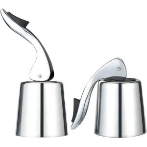Checarzhn--No1-Lot De 2 Bouchons À Champagne, Bouchon De Bouteille De Vin En Acier Inoxydable Réutilisable Pour Collection De Vin Vin Rouge Champagne - Neuf