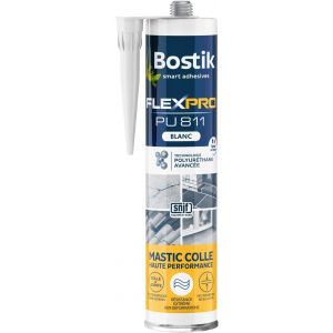 Mastic Colle Flexpro PU811 Colle et Jointe Tous Matériaux Multi-Usages Intérieur/Extérieur et Milieux Humides Formule Polyuréthane Haute Performance Couleur : Blanc 300 ml - Neuf
