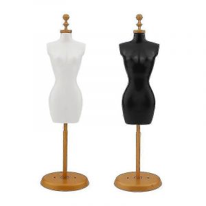 Torse De Mannequin F&eacute;minin, 2 Pcs Forme De Robe Manikin Corps Avec Support De Base Pour Coudre Couturi&egrave;res Dressage Bijoux De Robe, Noir Et Blanc, (Style Mixte) - Neuf