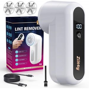 JGD-Rasoir Anti Bouloche &Eacute;lectrique, Anti Bouloche Vetement, Anti Peluche Rechargeable pour V&ecirc;tements Canap&eacute;s Couvertures Rideaux, &Eacute;cran LCD, C&acirc;ble Type-C, Lame &agrave; 6 Branches - Neuf