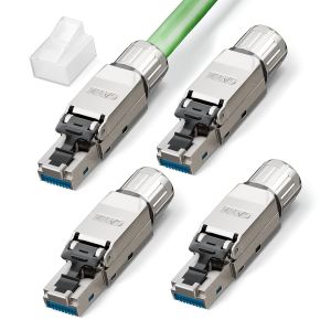 ERYI-Connecteur Rj45 Sans Outil Cat7,10 Gbit/S 600 Mhz, Enrobé D'Or Fiche Rj45 Sans Outils Cat7 Pour Câble De Pose Poe Cat7 Cat6A Cat6, Blindé Prise Rj45 Cat 7 Sans Outils,Réutilisable, Lot De 4 - Neuf