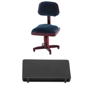 Mini Modele Informatique De Simulation Avec Ensemble De Meubles Et De Chaises Pour Maison De Poupee 1:12 - Neuf
