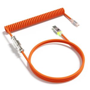 TIANYI-C01ULTRA Câble De Clavier Spiralé, Type C Vers USB A Avec Aviateur Métallique Détachable, éclairage D'interface RVB, Câble De Clavier Spiralé USB C Pour Clavier De Jeu PC - Orange - Neuf