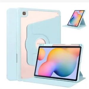 Pour Samsung Galaxy S10 S9 Ultra 14.6 "S8 S7 Fe A9 Plus A8 A7 S6 Lite 8.7" 360 &deg; &Eacute;tui Rotatif Pour Tablette Avec Porte-Stylo For A9 Plus 11inch-Bleu Ciel - Neuf
