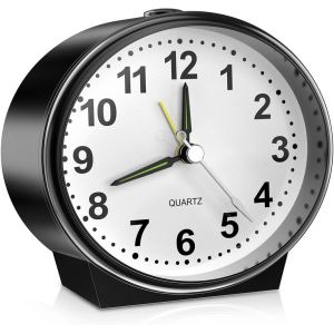 R&eacute;veil Analogique, Silencieux, Sans Tic-Tac, Avec Alarme Puissante, Fonction Snooze, Fonction Veilleuse, &Agrave; Piles, R&eacute;veil Portable Pour Voyage, Chambre &Agrave; Coucher, Bureau - Neuf