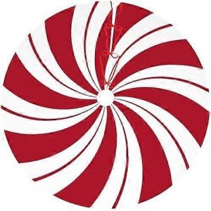 Jupe de sapin de No&euml;l &agrave; motifs tourbillonnants rouges, d&eacute;corations de No&euml;l rouges et blanches en forme de canne de No&euml;l, tapis de sapin de No&euml;l, d&eacute;corations de f&ecirc;te pour la maison - Neuf