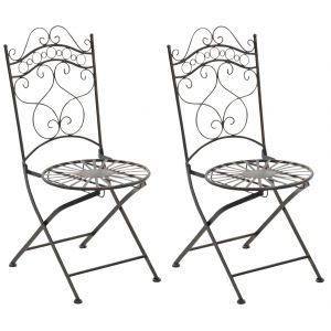Lot De 2 Chaises De Jardin Terrasse Balcon Design Rustique En Fer Forg&eacute; Bronze Effet Vieilli 10_0007939 - Neuf