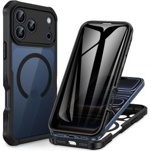 JGD-Magn&eacute;tique Anti Espion Coque iPhone 17 Pro [Compatible avec MagSafe] int&eacute;gr&eacute; 9H Verre Tremp&eacute; Protection &eacute;cran et Protection Cam&eacute;ra, 360&deg; Antichoc T&eacute;l&eacute;phone Housse Case Int&eacute;grale Etui -Noir - Neuf