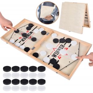 Eryi-2 En 1 Jeu De Table De Hockey Portable En Bois, Catapult Board Game, Jeu De Société Rapide Slingpuck, Fast Sling Puck Game Jeu D'échecs Interactif Jeu Déchecs Interactif Parent-Enfant - Neuf