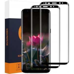 Kal-Lot De 2 Films De Protection D'écran En Verre Blindé Pour Samsung Galaxy S8 - Dureté 9h - Anti-Rayures - Couverture Complète 3d - Sans Bulles - Sensible Au Toucher - 0,33 Mm - Hd Transparent - Neuf