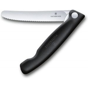 Tta-Swiss Classic, Couteau À Tomates Et De Table Professionnel, Lame Extra-Tranchante, Tranchant Cranté, 11 Cm, Acier Inoxydable, Noir - Neuf