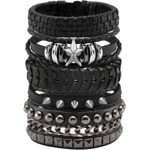 KAL-Bracelets En Cuir Punk Pour Hommes Femmes Rétro Vintage Manchettes En Cuir Pour Halloween - Neuf