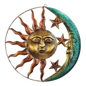 Soleil Lune M&eacute;tal Porte D'entr&eacute;e D&eacute;cor Ic&ocirc;nes C&eacute;lestes De L'astronomie Sculpture Murale Ext&eacute;rieur D&eacute;cor De Jardin Ou - Neuf
