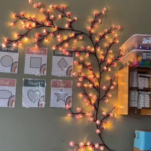 Led En Forme De Branches De Cerisier,Fleurs De Cerisier - Décoration Murale Led Sakura Vine - Blanc Chaud - Avec Télécommande - Pour Chambre À Coucher - 72 Led - 1,6 M - Neuf