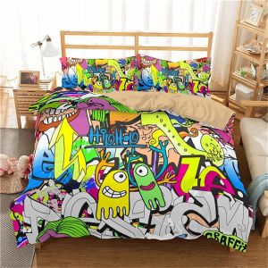 Housse De Couette Imprim&iquest;&iquest;E En D Graffiti Style Hip-Hop Soft Respirant S&iquest;&iquest;Rie Microfibre Literie - Housse De Couette Et Taie D'oreiller Xcm (Hip-Ho - Neuf