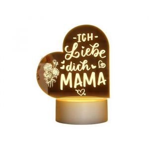 Lampe LED d&eacute;corative Je t'aime Maman 18x10 cm, lumi&egrave;re chaude, cadeau original pour anniversaire ou F&ecirc;te des M&egrave;res, USB/piles - Neuf