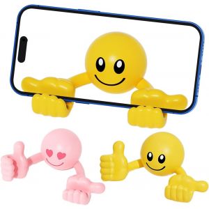 acdsgd-Support Telephone Bureau Drole, 2x Supports de T&eacute;l&eacute;phone, avec Smiley et Pouce, 360&deg; Porte Smartphone Ajustable pour iPhone et Android Phone - Neuf
