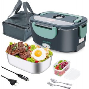 Ulteronixshop-Gamelle Chauffante 80w Lunch Box Chauffante 1,5l Chauffe Plat Voiture 3 En 1 12v/24v/220v, Gamelle Chauffante Allume Cigare, Acier Inoxydable, Boite Chauffante Repas Pour Voyage Et Bure - Neuf