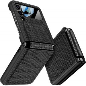 Coque Pour Samsung Z Flip 4, Protection D'écran Arrière Et Charnière, Slim Fit, Texture Élégante, Antidérapante Rigide Antichoc Housse Case Cover Galaxy Z Flip 4 (Noir) - Neuf