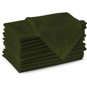 Tzf-Serviettes En Tissu De Coton | Ensemble De 12 | Taille 43x43 Cm | Couleur Unie Vert Feuille| Lavable En Machine - Neuf