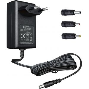 JGD-Adaptateur d'alimentation 9 V 1 A/1 000 mA 1,8 m, Prise Adaptateur de Commutation AC 100-240 V vers DC 9 V 1 A 9 W avec 3 Embouts interchangeables pour appareils 9 V, certifi&eacute; CE - Neuf