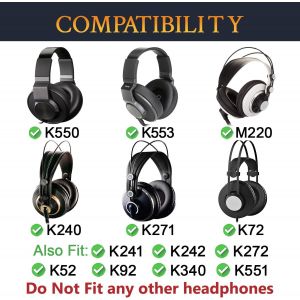 HRYU-Coussin Coussinets D'Oreille De Remplacement En Peau D'Agneau Pour Akg Pro Audio K52 K72 K92 M220 K240 K241 K242 K271 K272 K340 K550 K551 K553 S Mkii Mk2,Mousse D'Isolation Phonique - Neuf