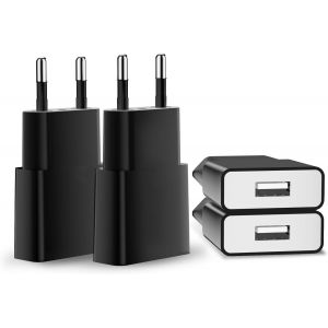 SJZG-Chargeur Usb 5V/1A 4Pack Mini Usb Mural Chargeur Secteur Usb Adaptateur De Prise Universel Compatible Avec Iphone Apple, Samsung, Nexus, Nokia, Huawei, Xiaomi, Htc, Sony, Lgtablettes, Mp3-Noir - Neuf