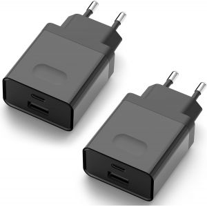 2pcs Chargeur Usb C, Prise Rapide 20w Replacement For Iphone 16 15 14 13 12 11 Pro Max Se Xs Xr 8 7 6s Plus Mini Se, Pad, Galaxy, Adaptateur Secteur Type C Double Bloc Mural Alimentation Ferreux - Neuf