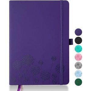 Journal Pour Ordinateur Portable Pour,Carnet De Notes A5 En Cuir Notebooks Pour Le Travail,200 Pages Journal De Voyage Pour Femmes Hommes Avec Porte-Stylo Et Ruban,5.78""×8.34""(Lila) - Neuf