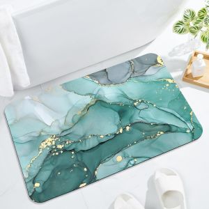Tapis de bain vert turquoise 40 x 60 cm, tapis de bain super absorbant et antidérapant, tapis de sol de salle de bain à séchage rapide, pour baignoire douche, lavabo - Neuf