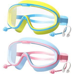 Letnerny-Lunettes De Natation Pour Enfants, Grand Cadre Pour Plus De Confort, Lunettes De Piscine Anti-Buée, Vision Large Et Pas De Fuite, Protection Uv, Lunettes De Plongée Avec Pince-Nez Pour Fille - Neuf