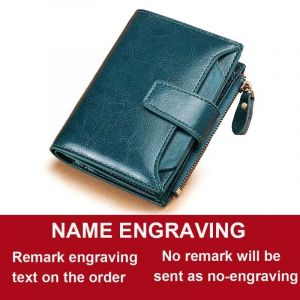 2024 Nouveau Portefeuille Court Pour Femmes Zip Coin Pochette Portefeuille Pour Femmes Nom Grav&eacute; Premium Card Case Kpop Portefeuille Pour Femmes.Peacock Blue Name. - Neuf