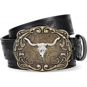 Cauc-Ceinture De Cowboy Pour Homme Et Femme - Motif Floral - Boucle En Cuir - Pour Jeans Et Tenue De Cowgirl - Neuf