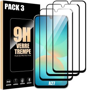3 Verre Tremp&eacute; Int&eacute;gral pour Samsung Galaxy A27 5G - Protection d'&eacute;cran Antichoc Anti-Rayures 9H - E.F.Connection - Neuf