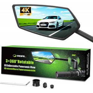 SUBZONAL-R&eacute;troviseur de v&eacute;lo | 3D r&eacute;glable pour une vision panoramique | Rotation &agrave; 360&deg; et pliable | R&eacute;troviseur en verre v&eacute;ritable incassable | R&eacute;troviseur de guidon compact durable pour v&eacute;lo&iquest;gauch - Neuf