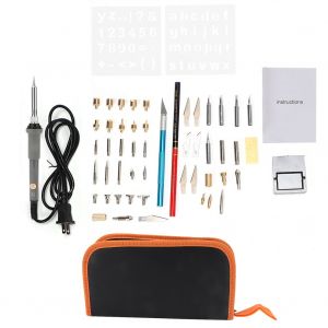Ensemble de 52 stylos a bois electriques, kit de pyrogravure et de soudage (prise americaine 110 V) (gris) - Neuf
