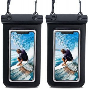 Checarzhn--No1-2 Pcs Pochette Étanche Smartphone Pochette Téléphone Avec Dragonne Pour Iphone 14 13 12 Pro Plus Samsung Huawei Honor Noir Jusqu'à 7 Pouces Utilisation En Croisière Plage Kayak Piscine - Neuf
