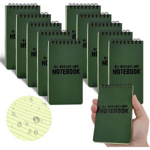 Kaxdl-10 Pièces Carnet De Notes Étanches,Imperméables Vert Armée Bloc Note De Poche Avec Grille,8,1x14 Cm Carnet De Note Carnet Spirale Pour Les Activités De Plein Air Records Et Poche Tactique - Neuf