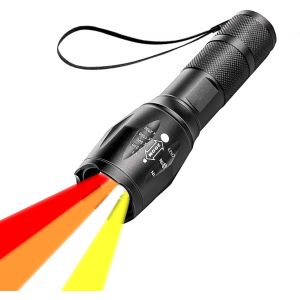 DOOL-Lampe De Poche Led 4 En 1 Avec Lumière Rouge,Jaune,Orange,Blanche,Rechargeable,Lampe De Poche Multifonction Avec Lampe De Poche Étanche À Distance(Rouge + Jaune + Orange + Blanc) - Neuf