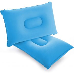 Lot De 2 Coussins Gonflable De Camping Ultralégers Oreillers Pour Les Voyages Les Excursions Coussin De Plage 34x22 Cm,Azur - Neuf