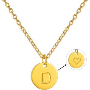 Kal-Collier Lettre Initiale En Or Avec Coeur Charme Infime Pendentif Collier Pour Femmes Homme (1cm De Diam&egrave;tre)U2026 - Neuf