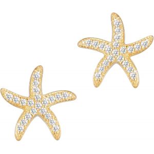 Kal-Boucles D'oreilles Clous En Argent Sterling 925 Boucles D'oreilles &Eacute;toile De Mer Boucles D'oreilles Femme Zircons Cubiques Pour Femme Adolescent Fille - Neuf