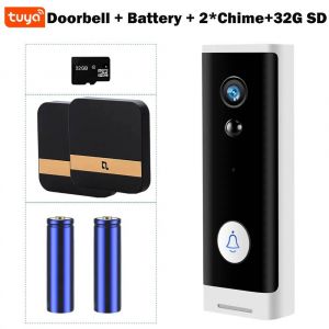 WIFI sonnette 1080P caméra de sécurité sans fil DC AC alimenté par batterie moniteur de maison intelligente avec Alexa Google sonnette de porte caméra-PRISE AMÉRICAINE-Option 6 - Neuf