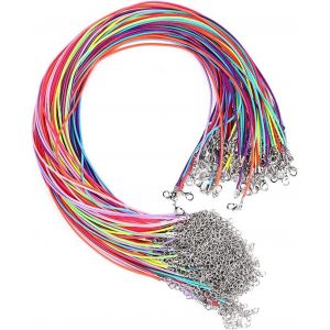 40 Pi&egrave;ces Cordon Collier 45-50 Cm Collier R&eacute;glable, Collier Cuir Fermoir Acier Inoxydable Waterproof, Diy Collier Pendentif Accessoires Cordon De Collier Unisexe (Couleur) - Neuf