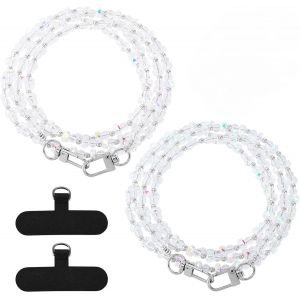 Jum-Cordon T&eacute;l&eacute;phone Portable Universelle Cha&icirc;ne,Couleur Cordon Telephone Portable Bijoux Brillant Cristal Dragonne T&eacute;l&eacute;phone Femme Longue R&eacute;sine Laniere Telephones Pour Tous Les Telephone - 120cm - Neuf