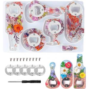 Moule De D&eacute;capsuleur Moule Resine Epoxy Kit Moules De Coul&eacute;e En R&eacute;sine Ouvre-Bi&egrave;re En R&eacute;sine Avec Inserts D&eacute;capsuleur Moule Silicone Outil Bouteille Ouverte Bricolage D&eacute;coration Artisanat - Neuf