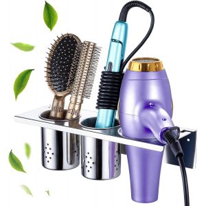 KALANKA-Support Seche Cheveux, Inoxydable Support Lisseur, Rangement Seche Cheveux, Accroche Seche Cheveux, Porte Seche Cheveux Et Lisseur pour Salle de Bain Hôtel de Chambre à Coucher - Neuf