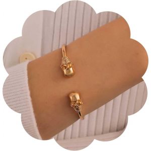 Eryi-Bracelet Gothique Tête De Mort Manchette Ouvert Squelette Os Crâne Humain Bijoux Pour Femmes Et Filles - Neuf