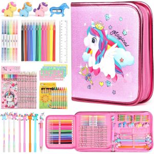 Cadeaux Licorne pour Filles,Set d'Art pour Enfants 3-5 6-12,Feutres Coloriage Enfants,Arts et Artisanat pour Enfants,Sets de Papeterie pour Filles - Neuf