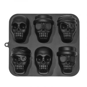 Grand Moule À Gâteau Réaliste En Silicone Avec Tête De Mort, Idéal Pour Halloween, 6 Têtes De Mort Pirates - Neuf